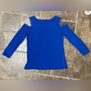 Venini Blue Cold Shoulder Top